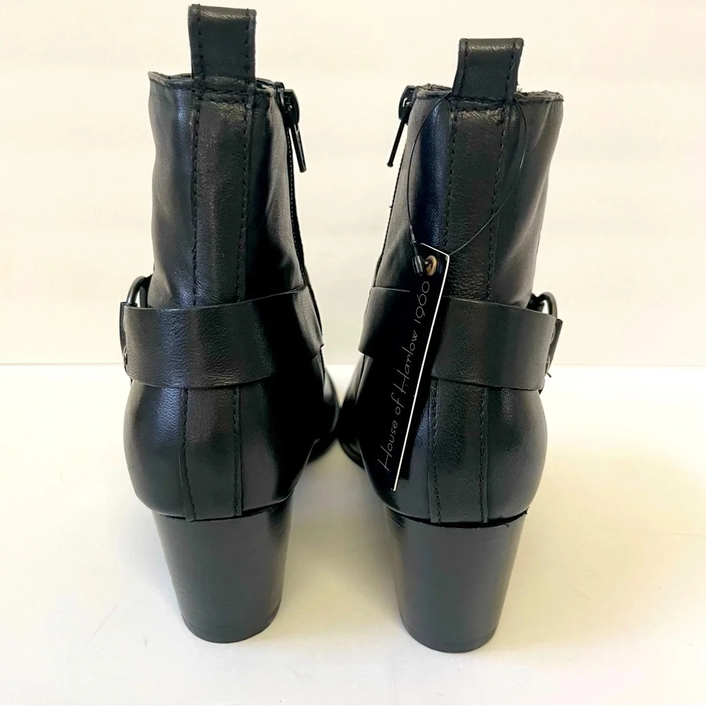 NWT House of Harlow 1960 Portia Biker Black Leather Boots Sz 8.5